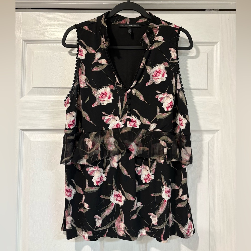 Floral Sleeveless Tank Top with Ruffle Detail